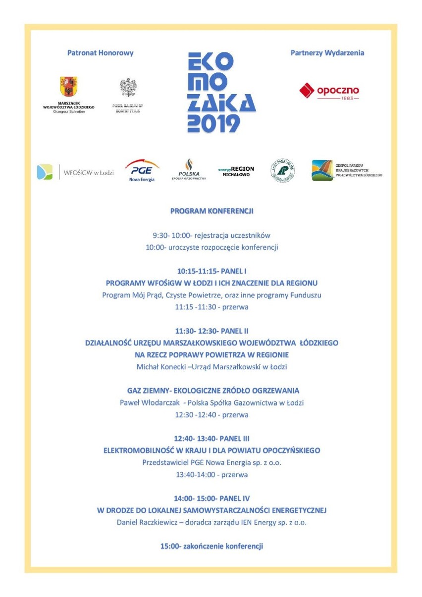 EKO MOZAIKA w najbliższy czwartek w Opocznie. Specjaliści o problemie ochrony środowiska i energetyki [program]