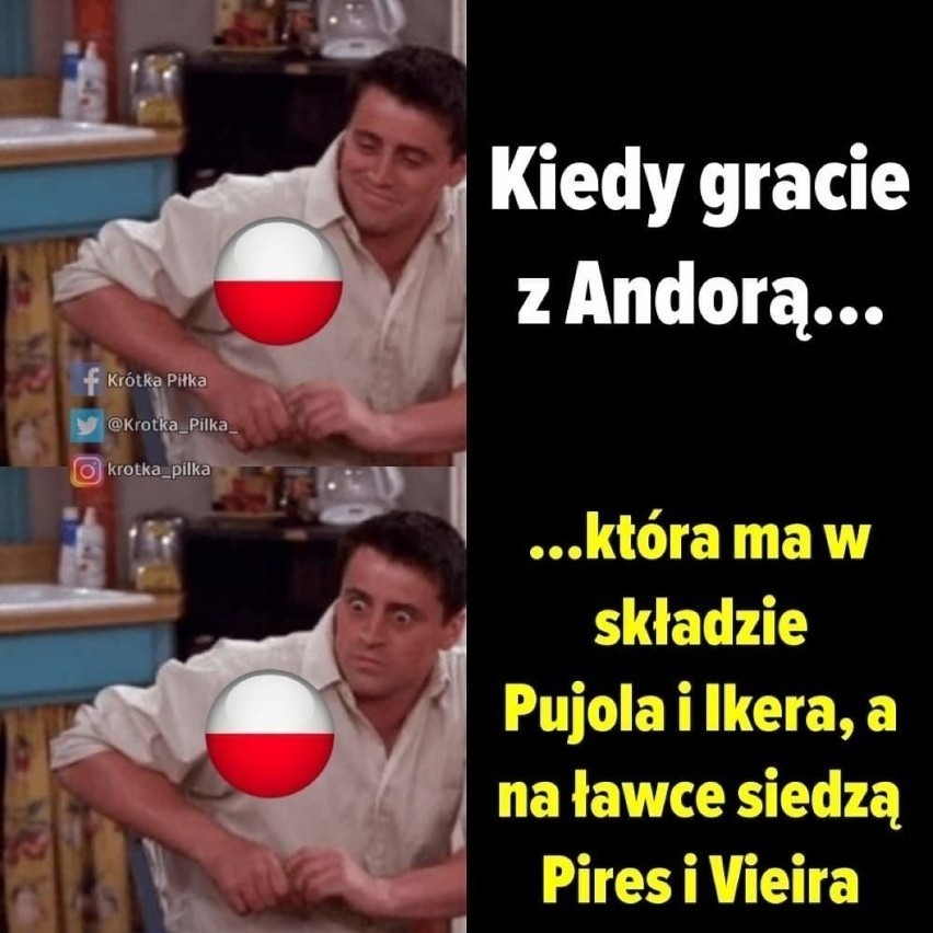Memy po meczu Andora - Polska 12.11.2021 r. Internauci w świetnej formie, uśmiejecie się. "Wypijesz, zapalisz, a bramka i tak by wpadła"