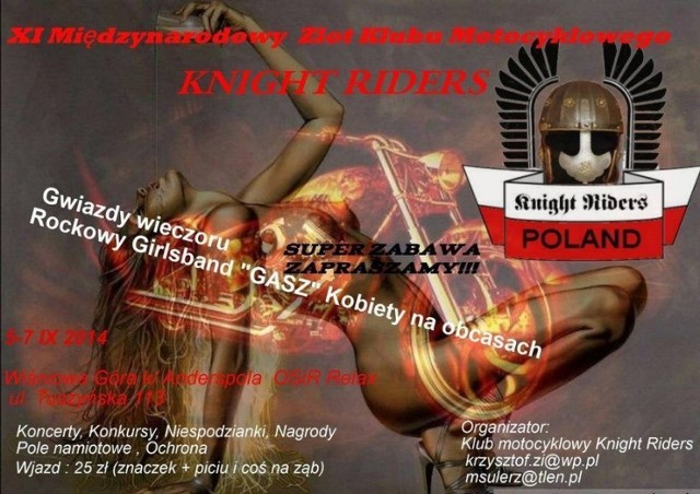 Plakat XI Międzynarodowego Zlotu Klubu Motocyklowego Knight Riders.
Fot. Mariusz Reczulski