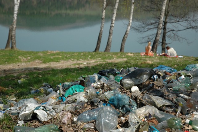 Takie sterty śmieci zalegają obecnie w wielu miejscach wokół żywieckiego akwenu.
