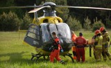 Wypadek motocyklisty w Goczałkowicach. Lądował śmigłowiec LPR. Kobieta w poważnym stanie