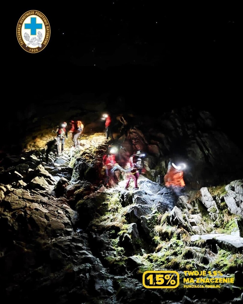 Nocna akcja ratunkowa w Tatrach. W górach utknęło dwóch turystów z Łotwy