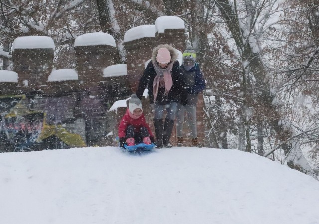 Na górce w parku Kościuszki w Radomiu pojawiło się mnóstwo rodziców z dziećmi. Zjeżdżali z górki na sankach. Zobaczcie zdjęcia na kolejnych slajdach.