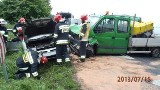 Wypadek w gminie Kiszkowo. Ciężarówka zderzyła się z Pontiakiem