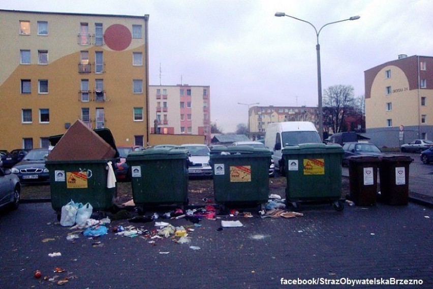 Gdańsk Brzeźno, 2016.03.06. Kubły na odpady bez obudowy...