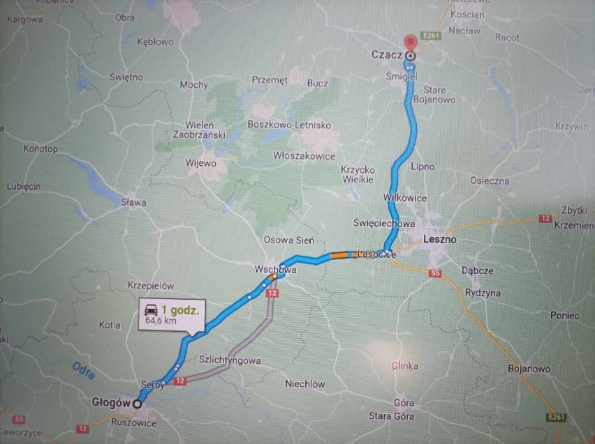 Z Głogowa do Czacza to nieco ponad 60 km