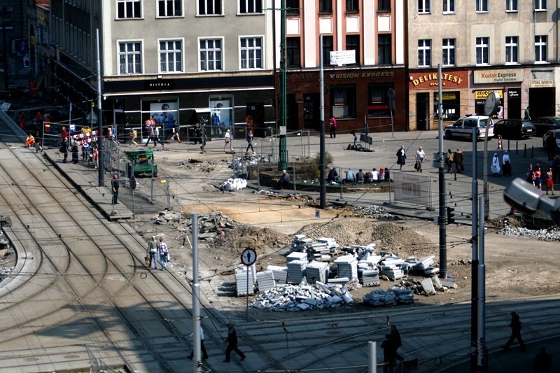 Rynek i centrum Katowic w trakcie przebudowy