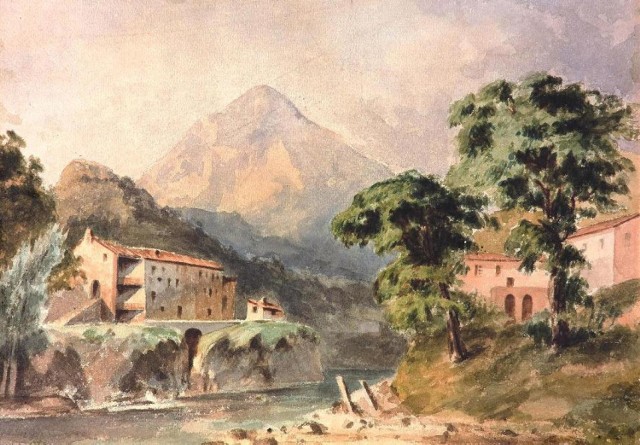 Maria Wodzińska, Pejzaż górski „Szwajcaria”, akwarela z 1848 r.