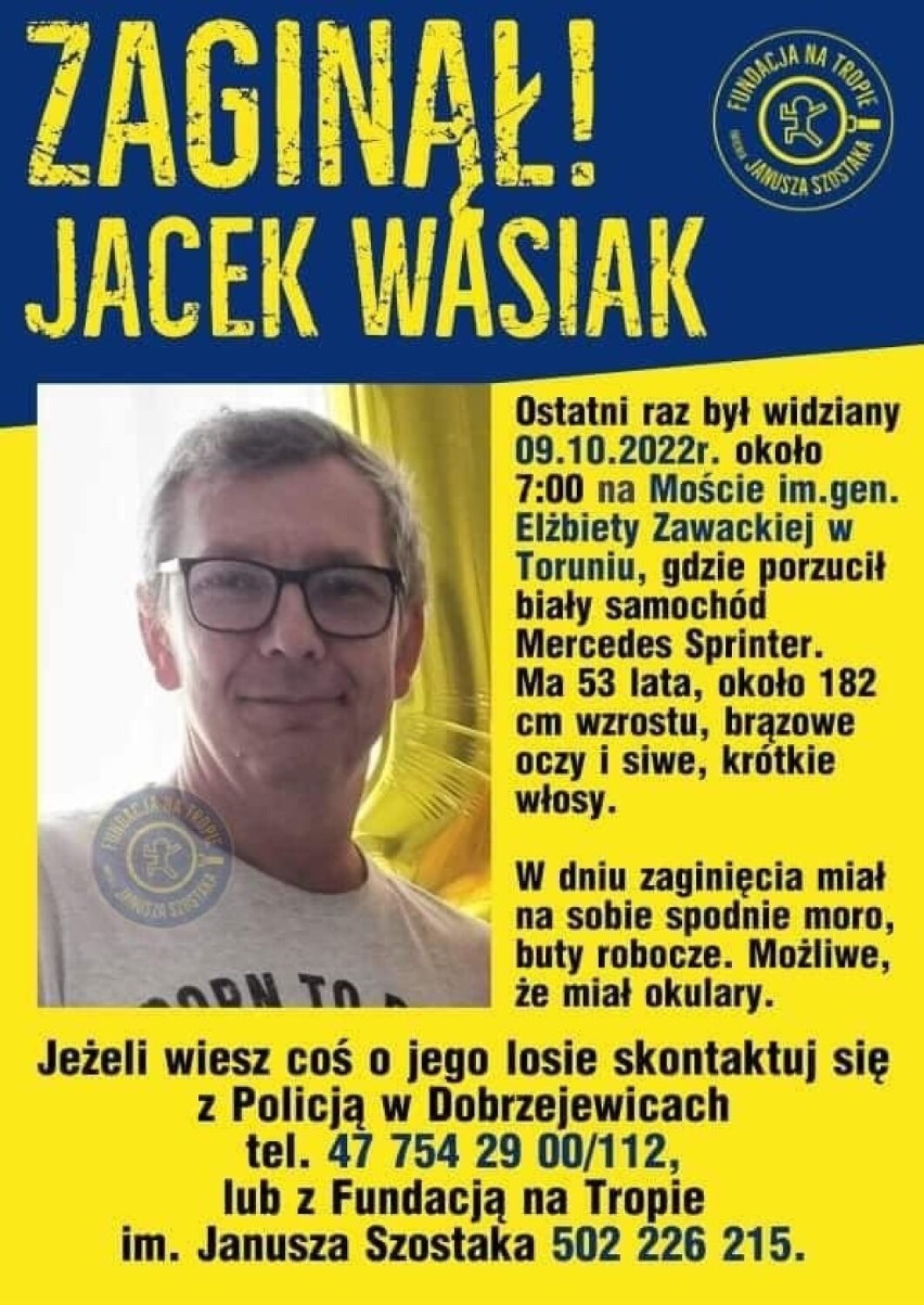 Toruń. Zaginął Jacek Wasiak. Ostatnio był widziany na nowym moście