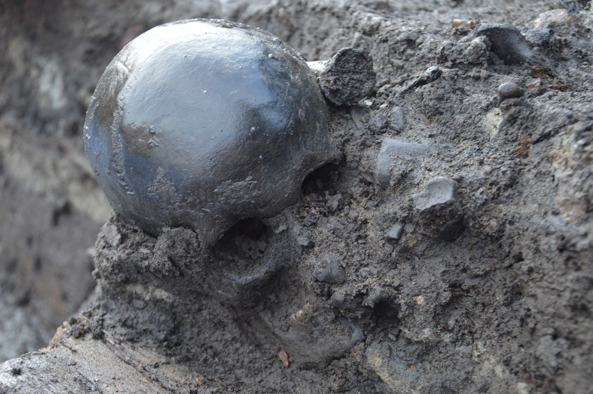 Podczas prac archeologicznych natrafiono na dwa szkielety....