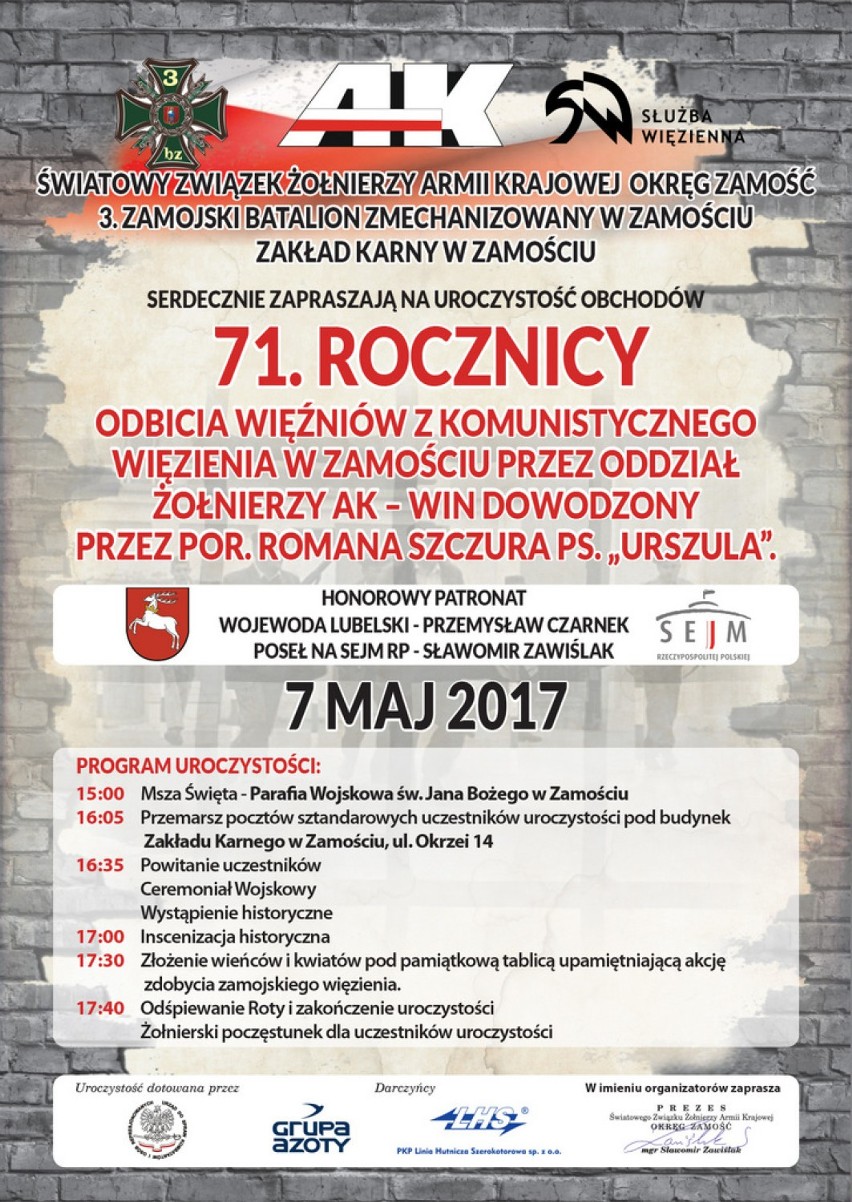 Lekcja historii w Zamościu. W 71. w rocznicę odbicia więźniów z komunistycznego więzienia.