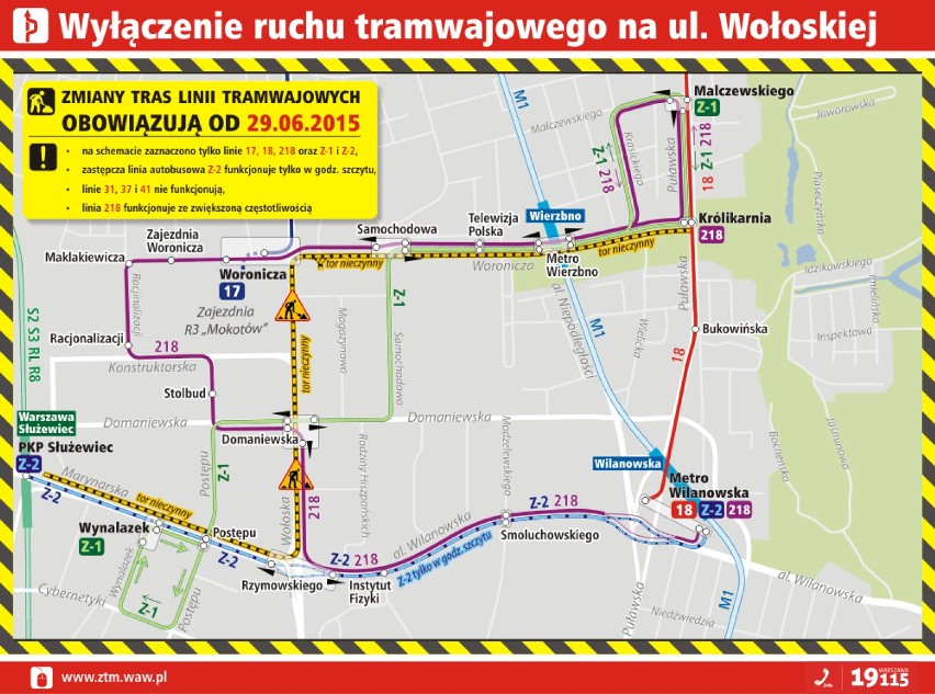 Lipiec i sierpień bez tramwajów na Wołoskiej i Powstańców...