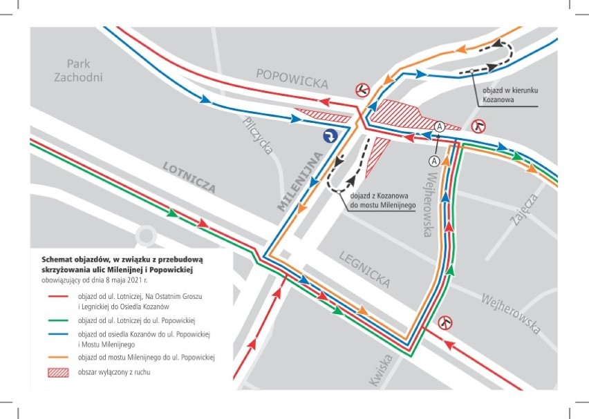 Czeka nas drogowy horror na skrzyżowaniu Popowickiej i Milenijnej. Zobacz! (OBJAZDY, TRASY AUTOBUSÓW, ZAMKNIĘTE ULICE)