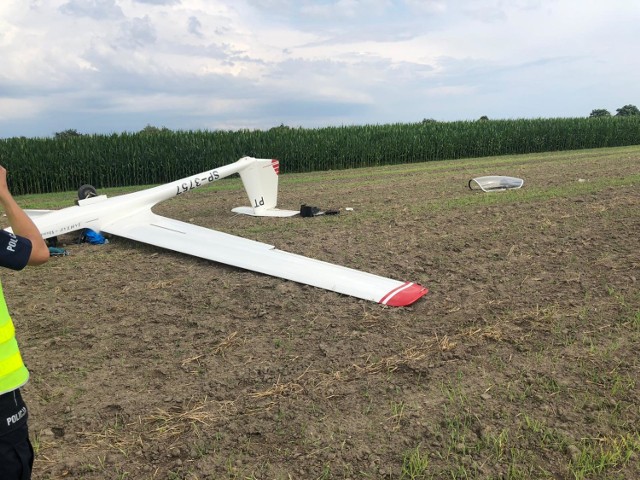 Wypadek szybowca w powiecie ostrzeszowski. Na szczęście pilot przeżył