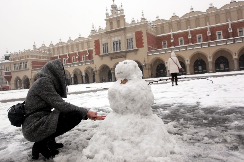 Zima w Krakowie 2015. Krakowianie cieszą się śniegiem