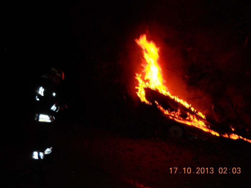 Pożar łodzi w Kuklinowie koło Kobylina
