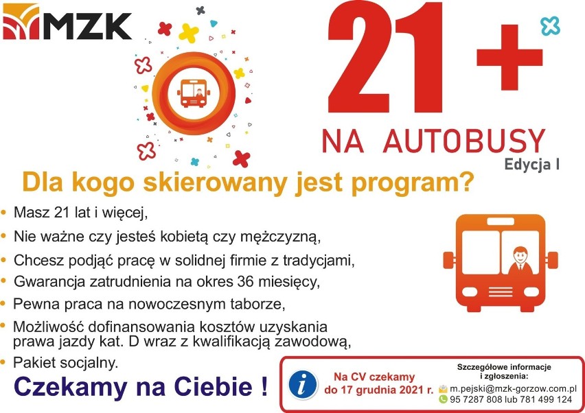 MZK w Gorzowie przygotował nowy program - "21+ na autobusy".