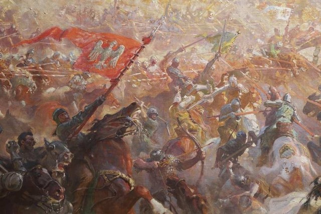Obraz Bitwa pod Grunwaldem autorstwa Zygmunta Rozwadowskiego i Tadeusza Popiela