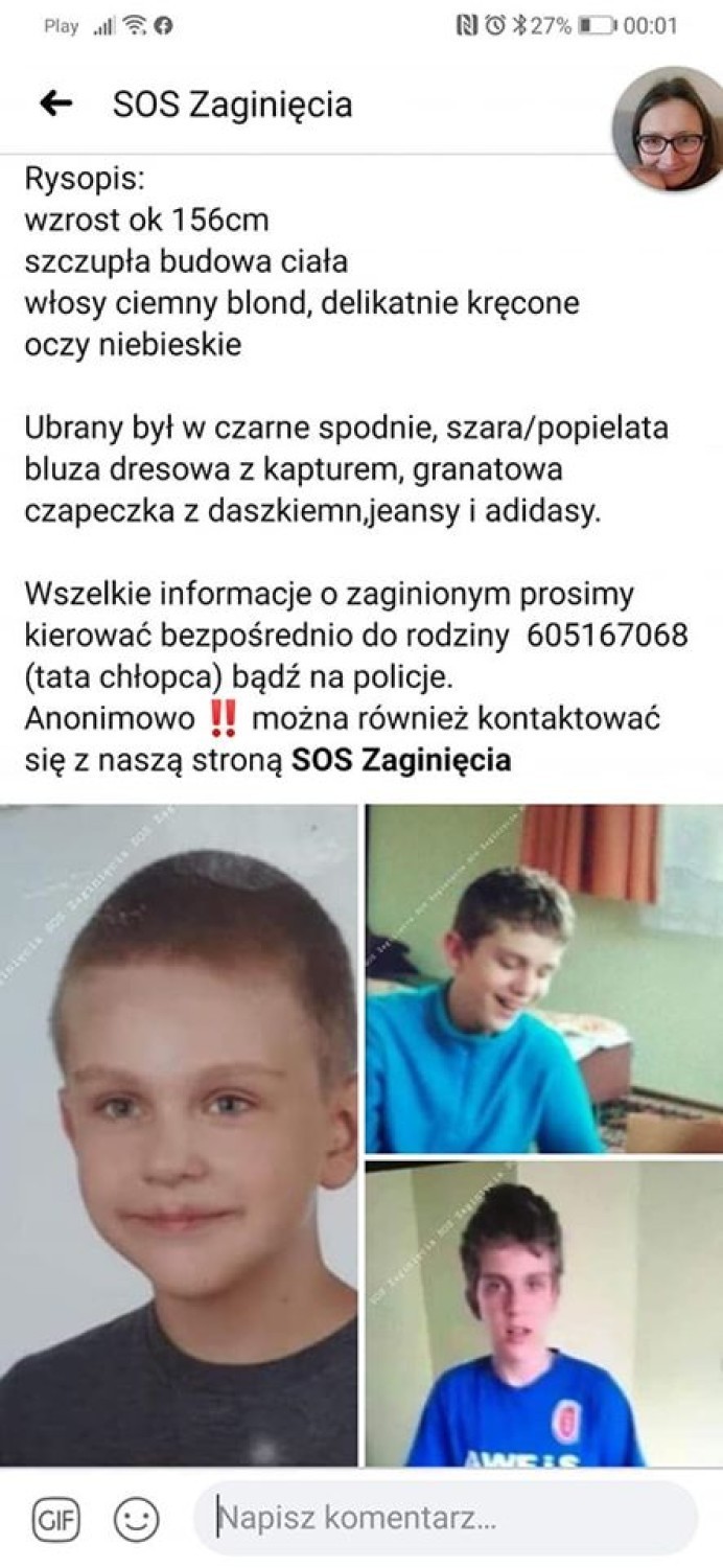 14-letniego Daniela z Wrocławia szukano całą noc. Chłopak odnalazł się cały i zdrowy w Katowicach
