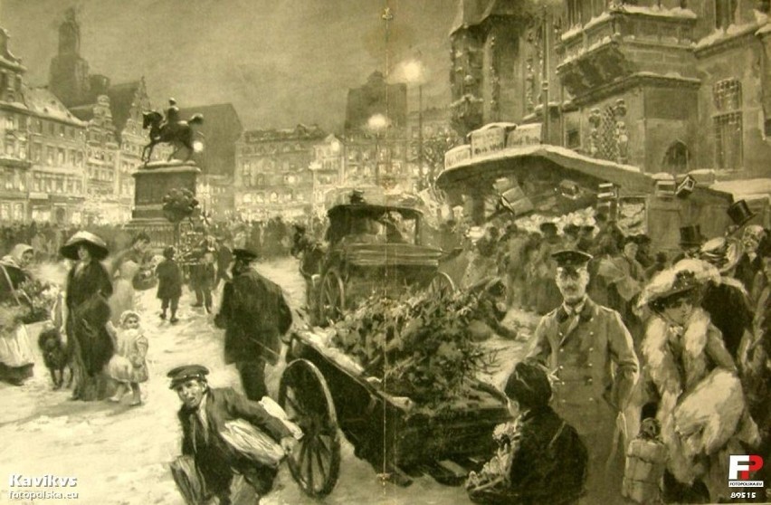 Zdjęcie z wrocławskiego Rynku, rok 1913 wg Gause...