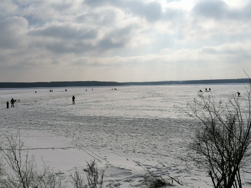 Zalew Sulejowski zimą: Na Starej Wsi morsowanie, kitesurfing, hokej i jazda na łyżwach [ZDJĘCIA]