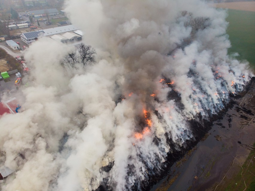 Pożar składowiska opon w Raciniewie z drona [zdjęcia]
