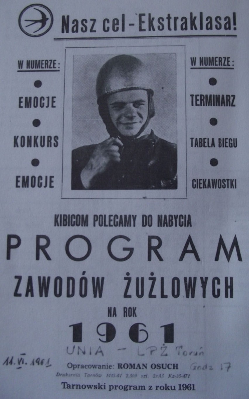 Program zawodów z 1961 roku.