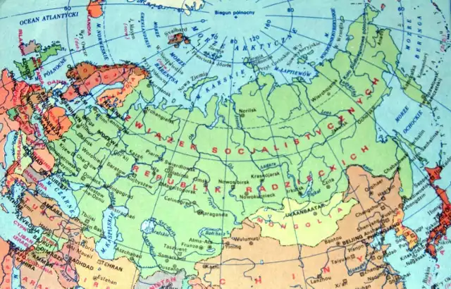 Obszar, kt&oacute;ry zajmował ZSRR - fragment mapy