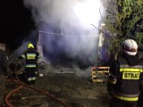 Nocny pożar pod Bydgoszczą. W gminie Dąbrowa Chełmińska spłonął garaż i samochód [zdjęcia]