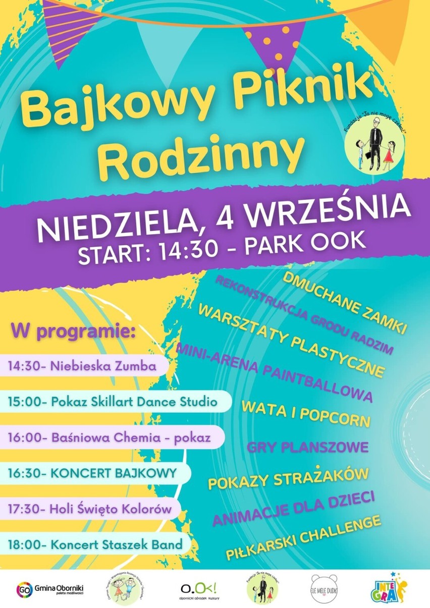 Bajkowy Piknik Rodzinny w Obornikach. Program wydarzenia 