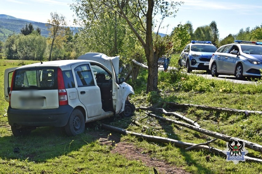 Zjechał z drogi, przebił się przez płot i uderzył w drzewo