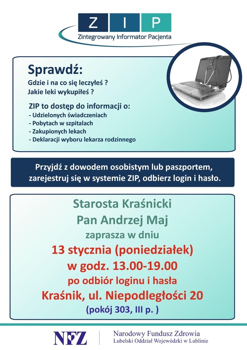 ZIP w Kraśniku: Pacjenci mogą zgłaszać się po odbiór loginu...