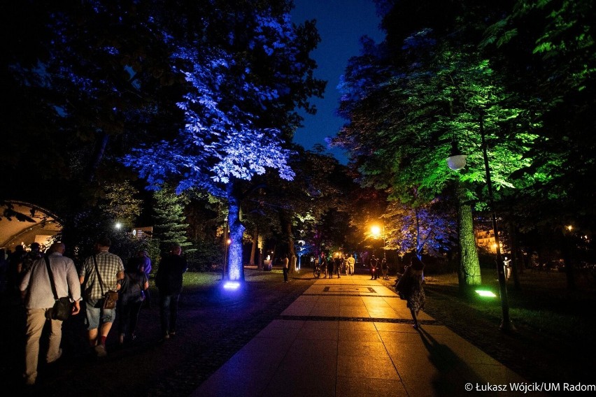 Niesamowite iluminacje w parku Kościuszki w Radomiu. Zobaczcie jak wyglądał po zmroku