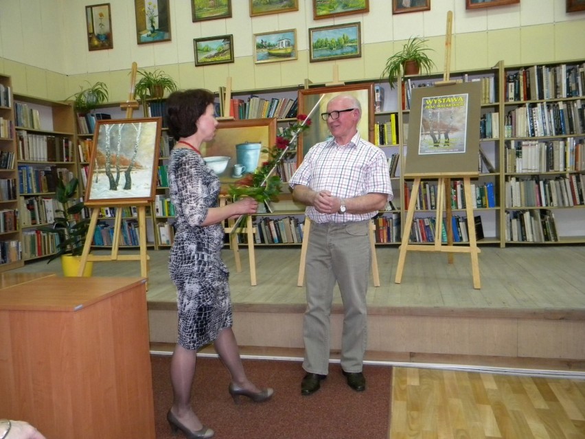 Biblioteka Pedagogiczna w Łasku: Wystawa malarstwa Krzysztofa Stasiaka [zdjęcia]