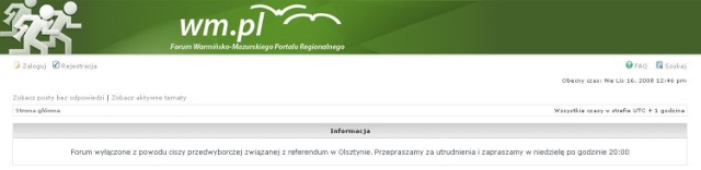 Screen zamkniętej strony forum wm.pl