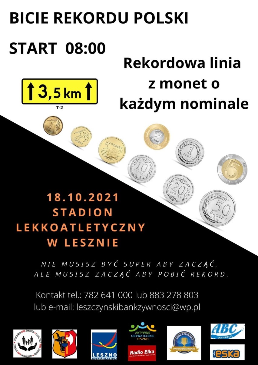Drugie podejście do bicia rekordu Polski w  linii ułożonej z monet [ZDJĘCIA]
