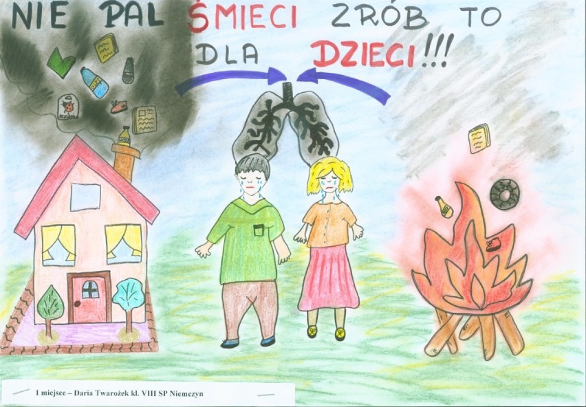 Jak dzieci z gminy Damasławek rozumieją zakaz palenia śmieci? Zobacz wszystkie prace konkursowe 