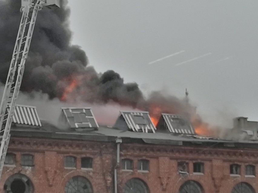 Pożar budynku przy ulicy Łąkowej w Łodzi. Ewakuowano pracowników [ZDJĘCIA]