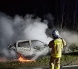 Pożar porzuconego samochodu w okolicy Gościna [ZDJĘCIA]