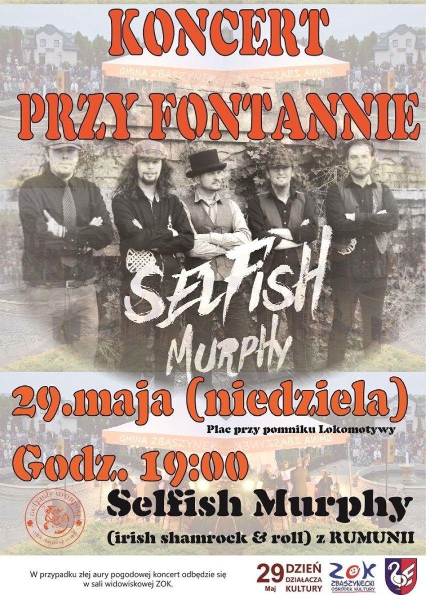 Zbąszynek. Koncert zespołu SELFISH MURPHY  przy  fontannie