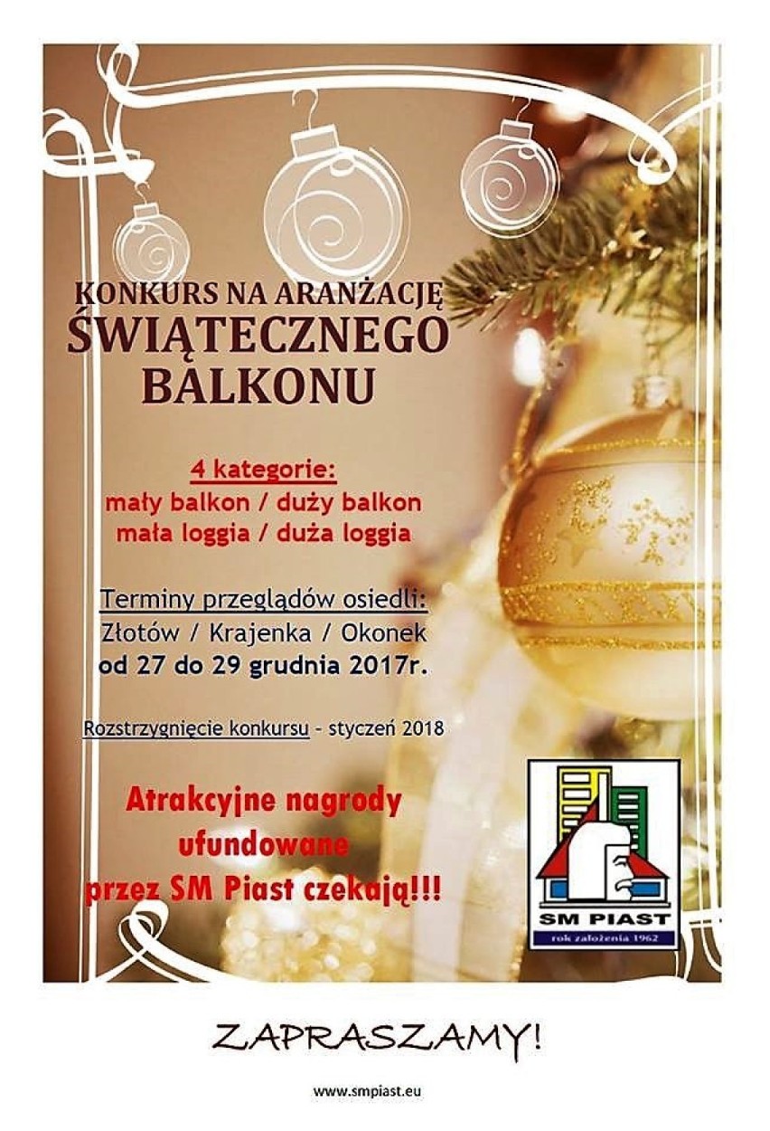 Konkurs SM Piast na aranżację świątecznego balkonu