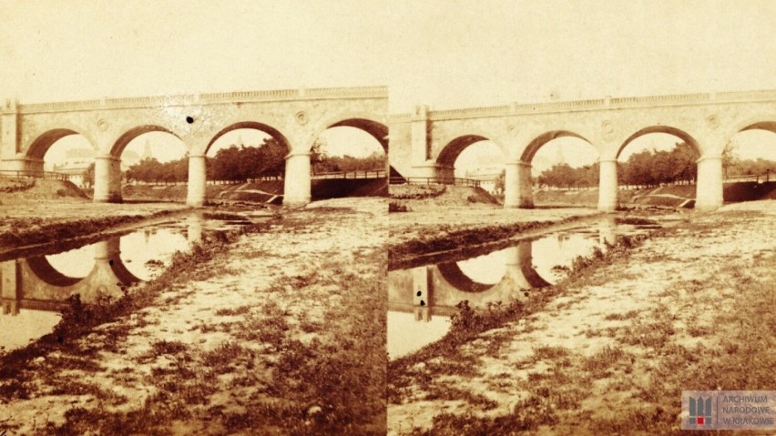 Most kolejowy nad Starą Wisłą, ok. 1865 r.