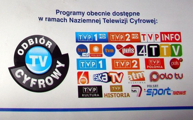 Fragment ulotki z listą dostępnych kanałów telewizji cyfrowej
