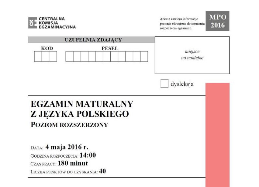 Matura 2016 język polski - poziom rozszerzony [ODPOWIEDZI,ARKUSZE, PYTANIA]