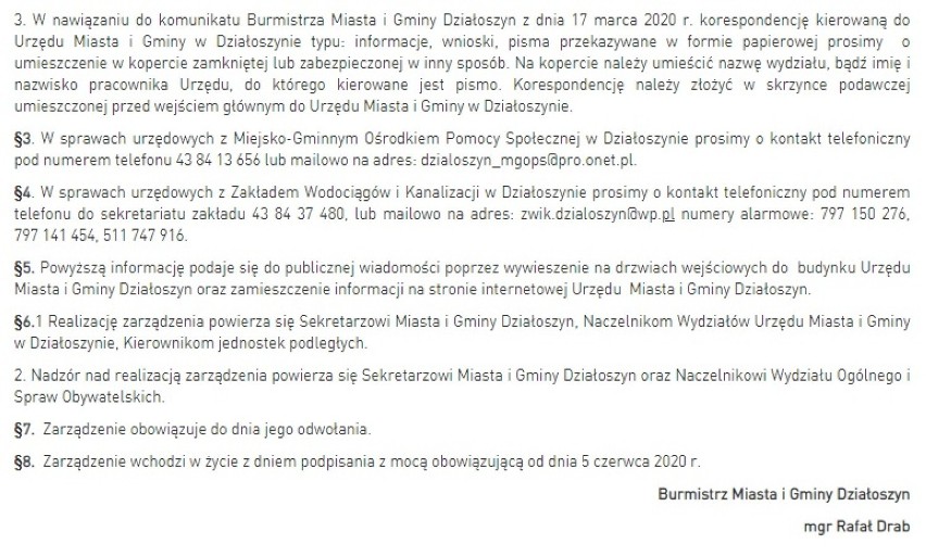 Koronawirus. Działoszyn zamyka urząd i jednostki podległe. Burmistrz: sanepid sobie nie radzi