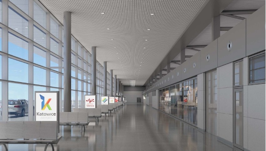Nowy terminal w Pyrzowicach - wizualizacje wnętrza