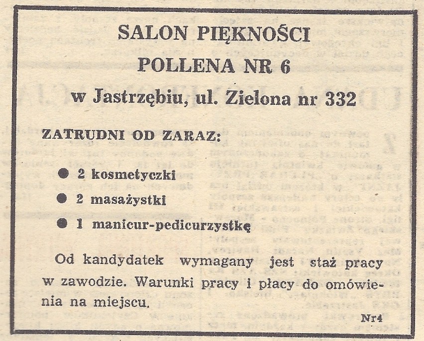 Reklamy i anonse prasowe z Jastrzębia z czasów PRL