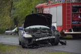 Wypadek w Karolewie. Czołowe zderzenie aut