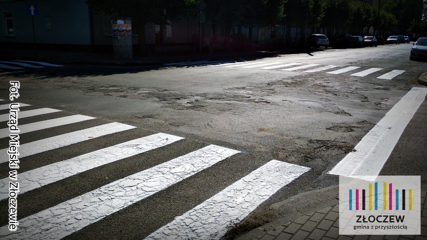 Odświeżone oznakowanie poziome na powiatowych drogach w Złoczewie ZDJĘCIA