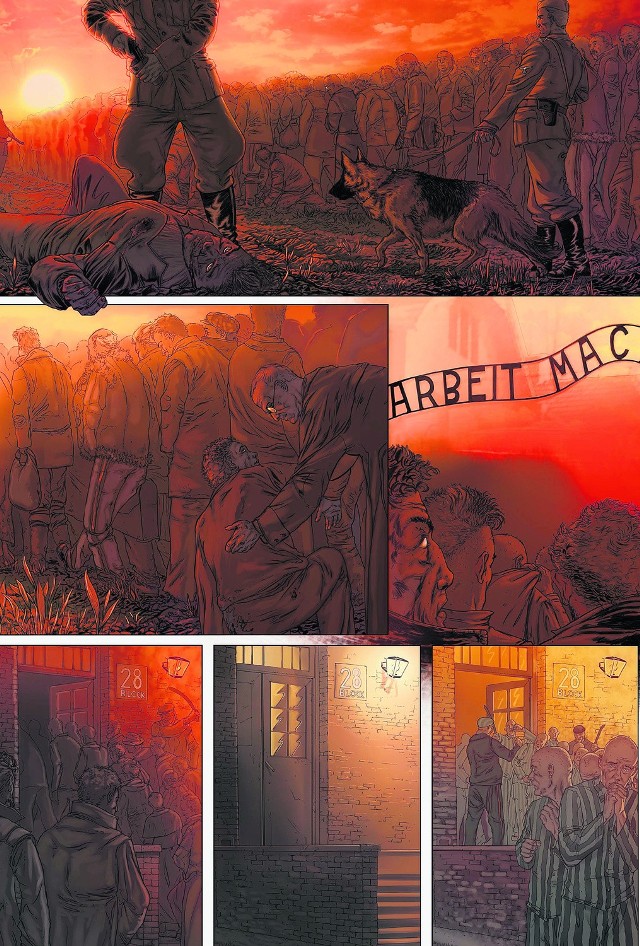 Tak prezentuje się jedna ze stron najnowszego komiksu o wydarzeniach z Auschwitz